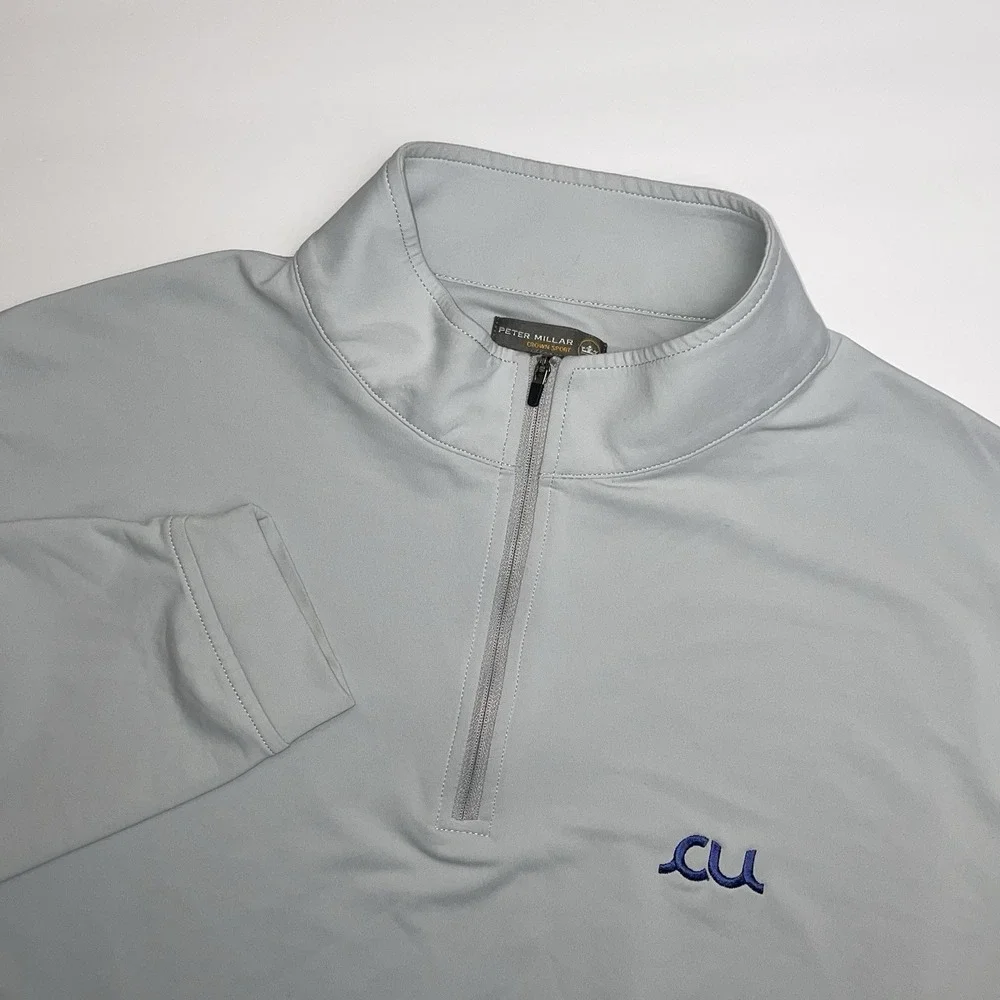 Peter Millar Perth Quarter Zip Men XL Gray Long Sleeve Crown Sport Pullover Golf